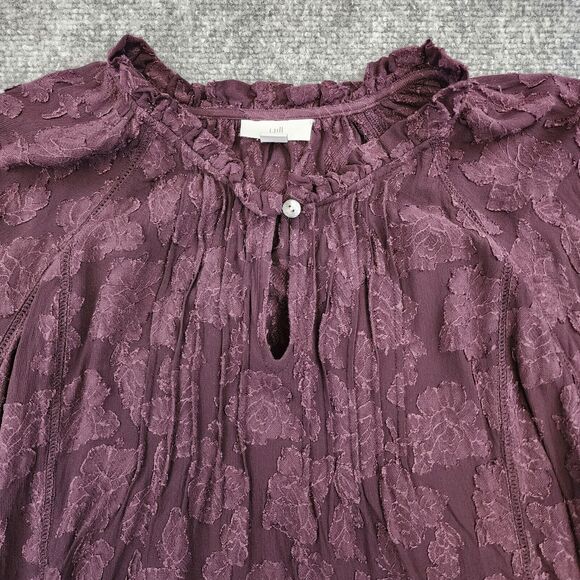 J Jill Top Womens Medium Purple Ventana Jacquard Popover Blouse Casual Boho Chic - Picture 10 of 15